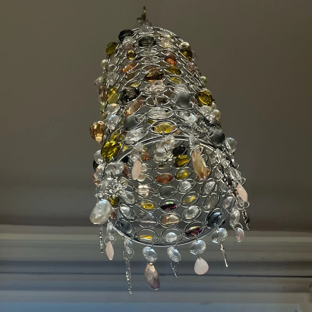 Crystal and Beaded Chandelier Decor Sun Catcher Celestial 70s Vibe